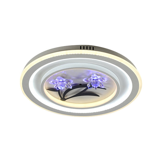 Modern Crystal Led Ceiling Lamp For Great Rooms - Round/Square White Flushmount