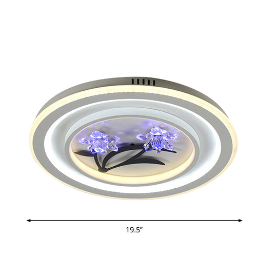 Modern Crystal LED Ceiling Lamp for Great Rooms - Round/Square, White Flushmount