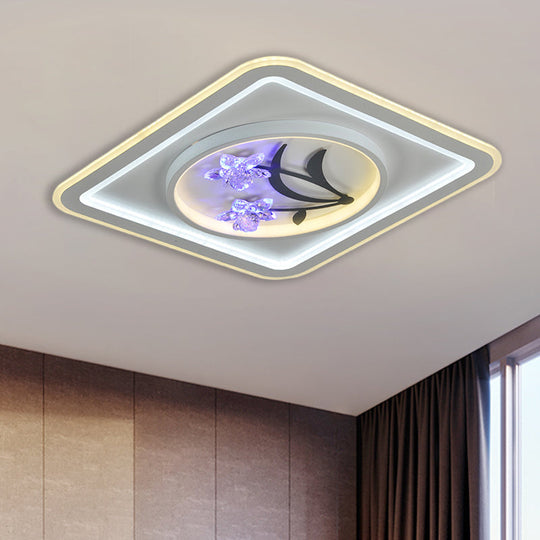 Modern Crystal LED Ceiling Lamp for Great Rooms - Round/Square, White Flushmount