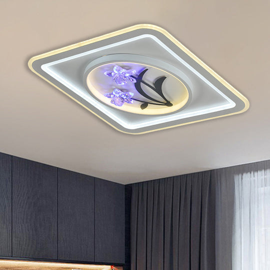 Modern Crystal LED Ceiling Lamp for Great Rooms - Round/Square, White Flushmount