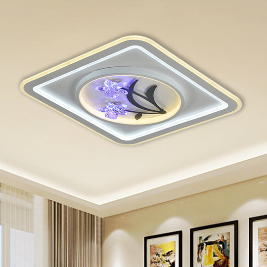 Modern Crystal LED Ceiling Lamp for Great Rooms - Round/Square, White Flushmount