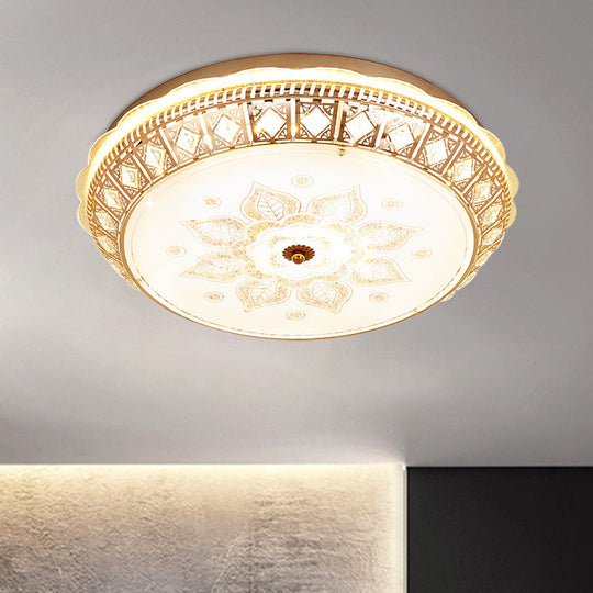 Contemporary LED Crystal Bowl Ceiling Light for Bedroom - Flush Mount