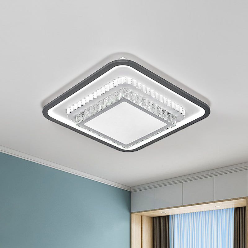 Modern Led Crystal Ceiling Light Fixture - Square/Rectangle Design (Black/White) Black-White /