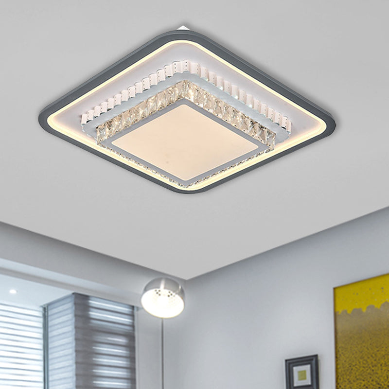 Modern LED Crystal Ceiling Light Fixture - Square/Rectangle Design (Black/White)