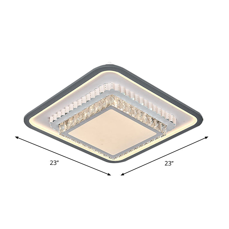 Modern LED Crystal Ceiling Light Fixture - Square/Rectangle Design (Black/White)