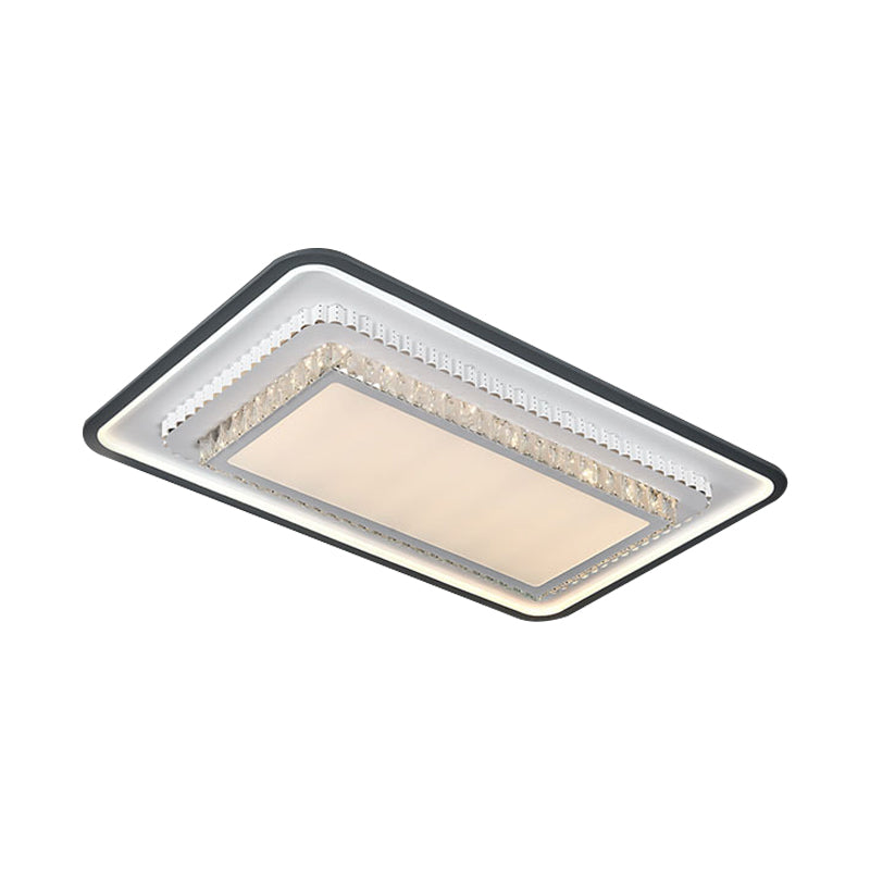 Modern LED Crystal Ceiling Light Fixture - Square/Rectangle Design (Black/White)