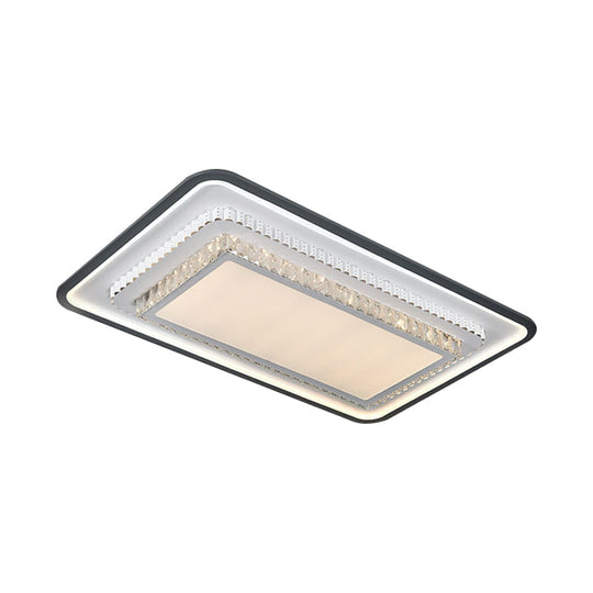 Modern Led Crystal Ceiling Light Fixture - Square/Rectangle Design (Black/White)