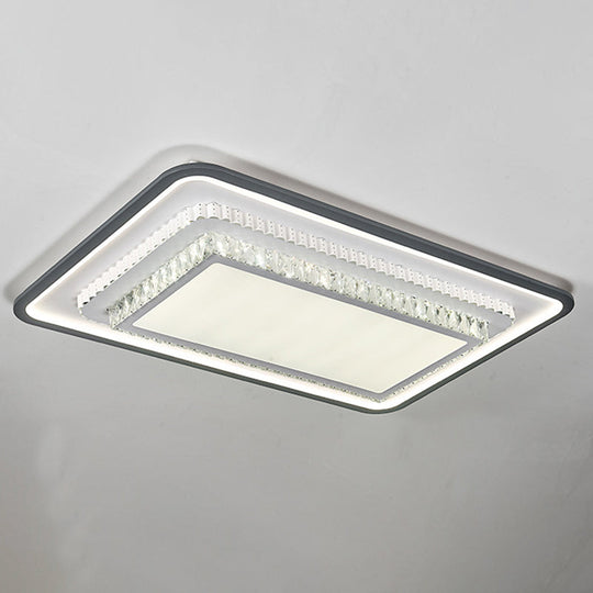 Modern LED Crystal Ceiling Light Fixture - Square/Rectangle Design (Black/White)