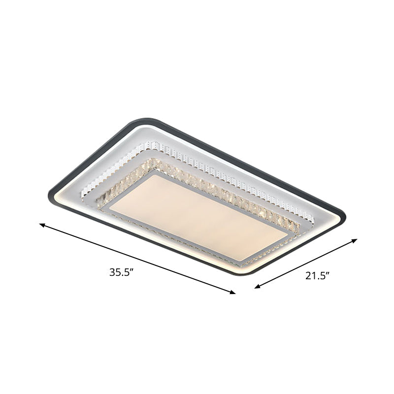 Modern LED Crystal Ceiling Light Fixture - Square/Rectangle Design (Black/White)