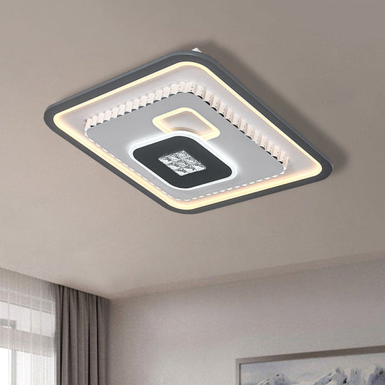 Contemporary Crystal Black & White Flush Mount LED Ceiling Light