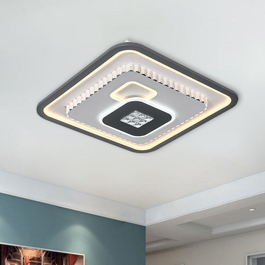 Contemporary Crystal Black & White Flush Mount LED Ceiling Light