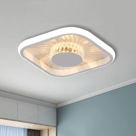 Modern LED Crystal Ceiling Light for Study Room - Square Flush Mount in White/Black