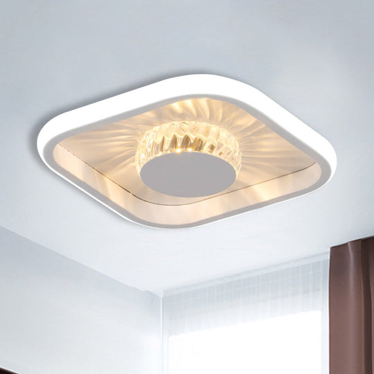 Modern LED Crystal Ceiling Light for Study Room - Square Flush Mount in White/Black