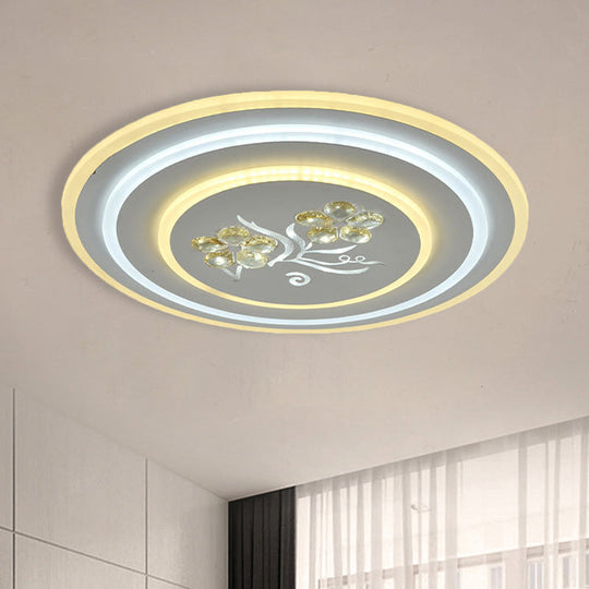 LED Crystal Ceiling Lamp, Modern Flush Mount Lighting in White - Round/Square Design