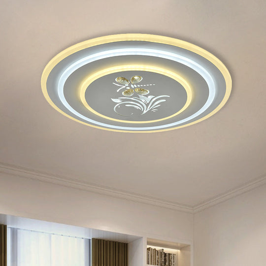 Modern Crystal LED Ceiling Lamp – White Flush Mount for Dining Room