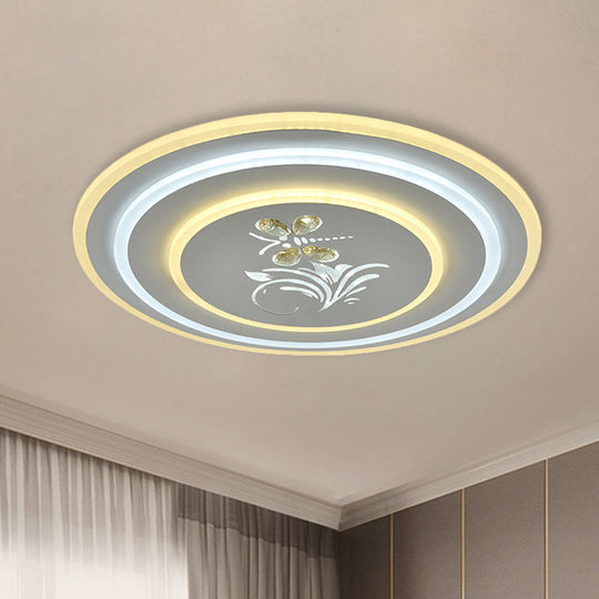 Modern Crystal LED Ceiling Lamp – White Flush Mount for Dining Room