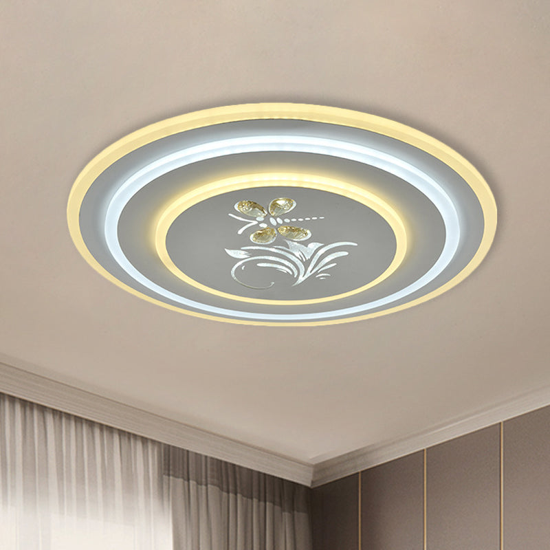 Modern Crystal Led Ceiling Lamp White Flush Mount For Dining Room