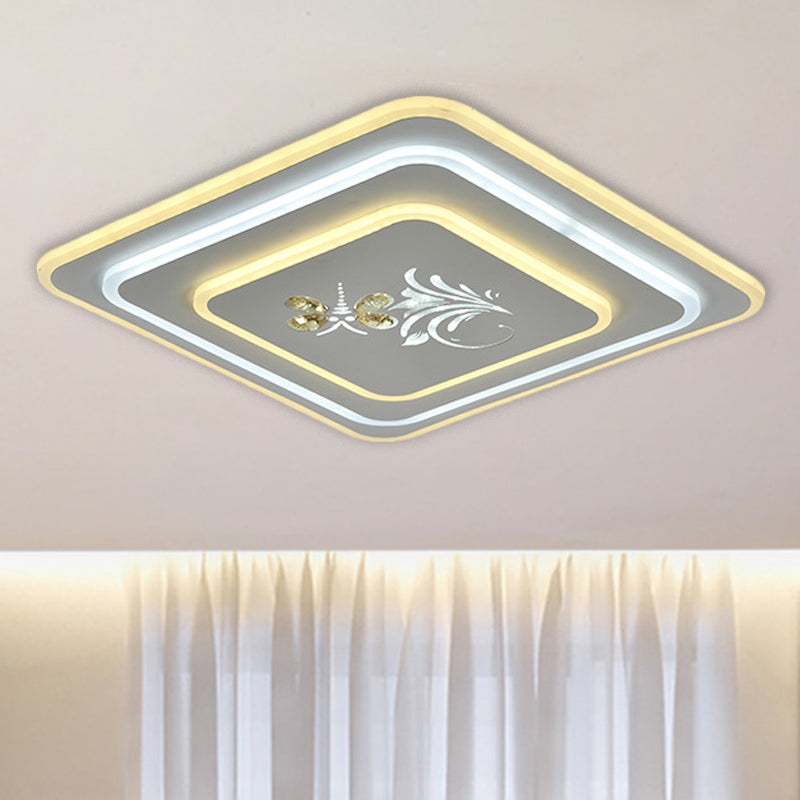 Modern Crystal LED Ceiling Lamp – White Flush Mount for Dining Room