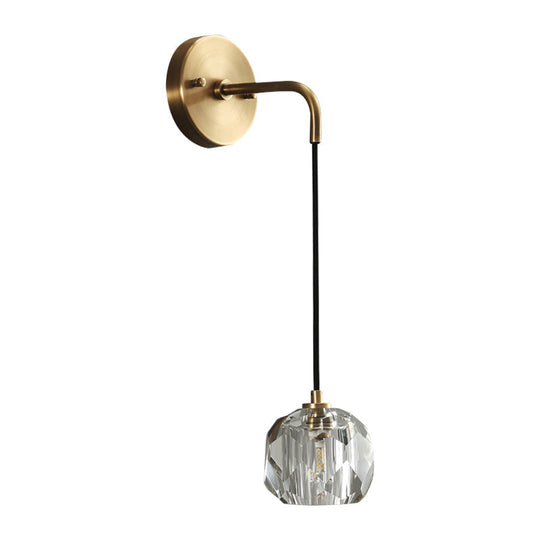 Contemporary Crystal Wall Lamp Gold Globe Sconce Light Fixture