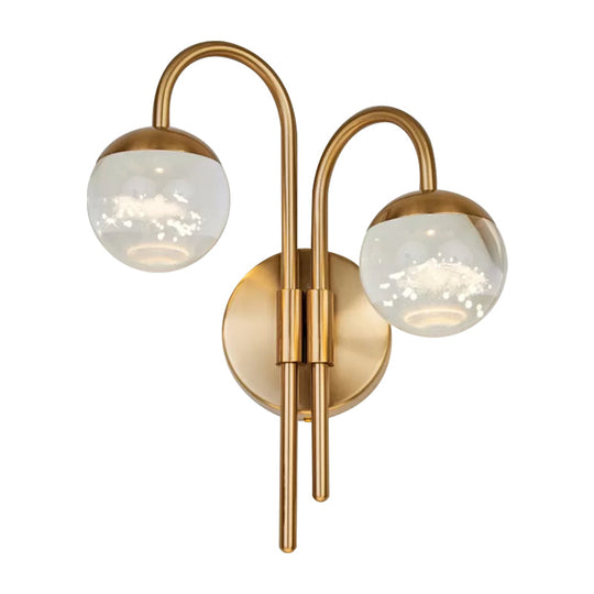 Modern Crystal Spherical Wall Sconce With Gold Finish For Great Room Lighting