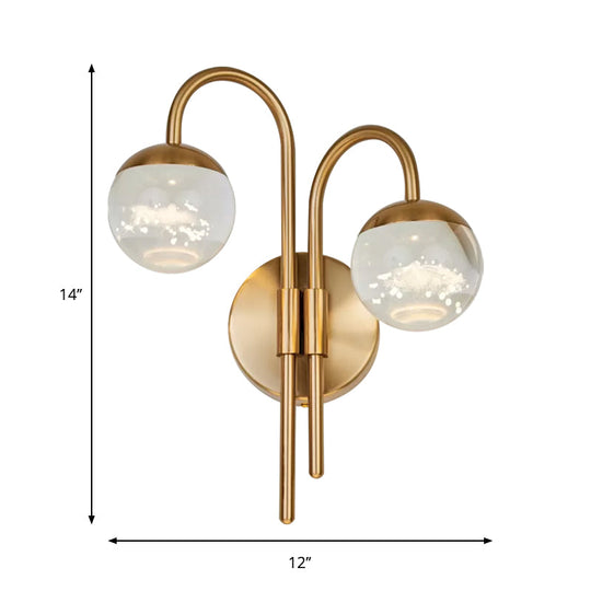 Modern Crystal Spherical Wall Sconce With Gold Finish For Great Room Lighting