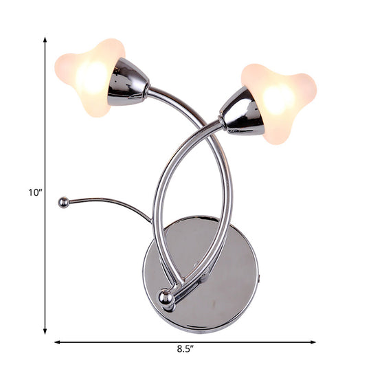 Modernist Mushroom Milk Glass Wall Light With Chrome Led Ideal For Office