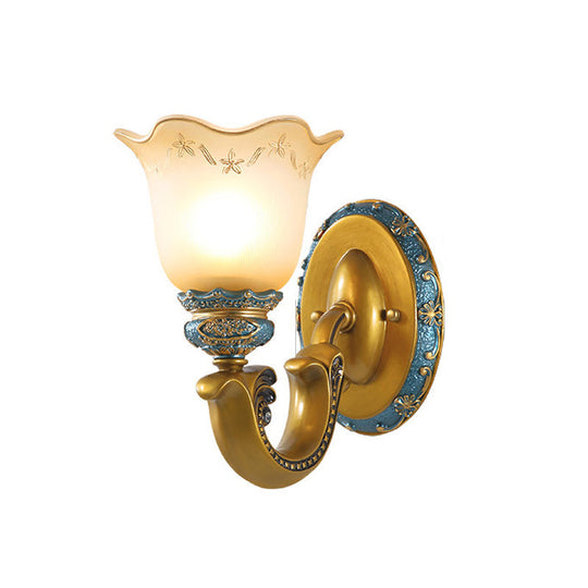 Gold Wall Mounted Lamp Antique Opal Glass Sconce Light Fixture