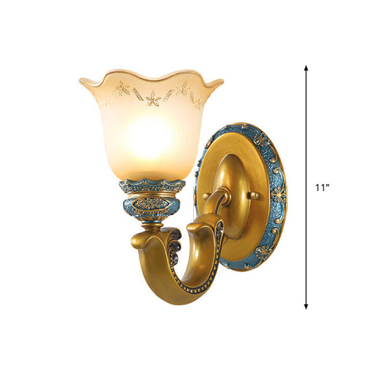 Gold Wall Mounted Lamp Antique Opal Glass Sconce Light Fixture