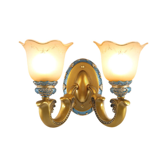 Gold Wall Mounted Lamp Antique Opal Glass Sconce Light Fixture