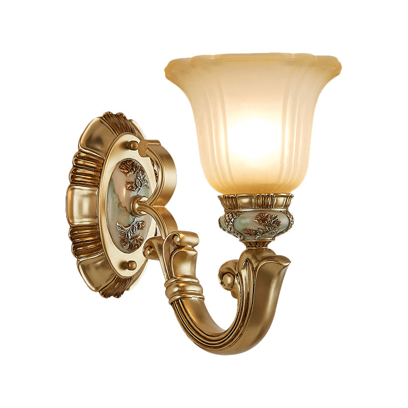 Retro Gold 1/2-Light Sconce Wall Lamp With Frosted Glass Shade Ideal Living Room Lighting