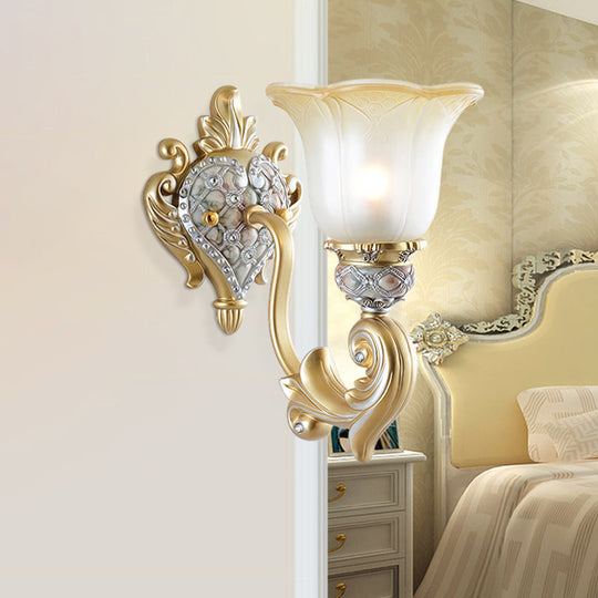 Frosted Opal Glass Gold Sconce - Traditional Wall Mounted Light For Living Room 1 /