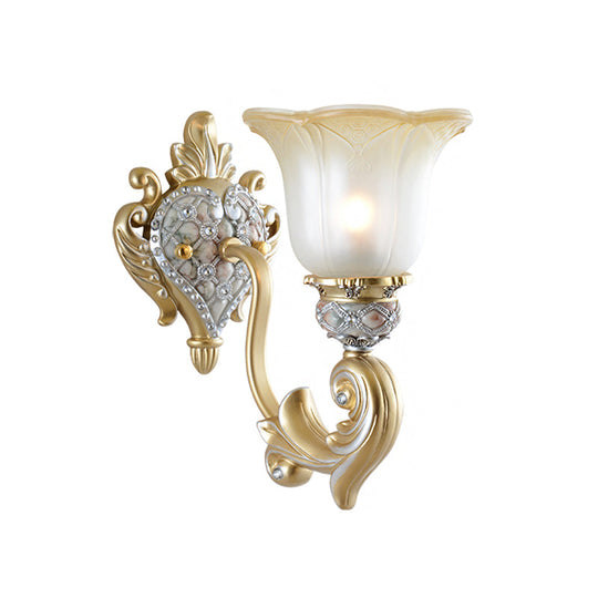 Frosted Opal Glass Gold Sconce - Traditional Wall Mounted Light For Living Room