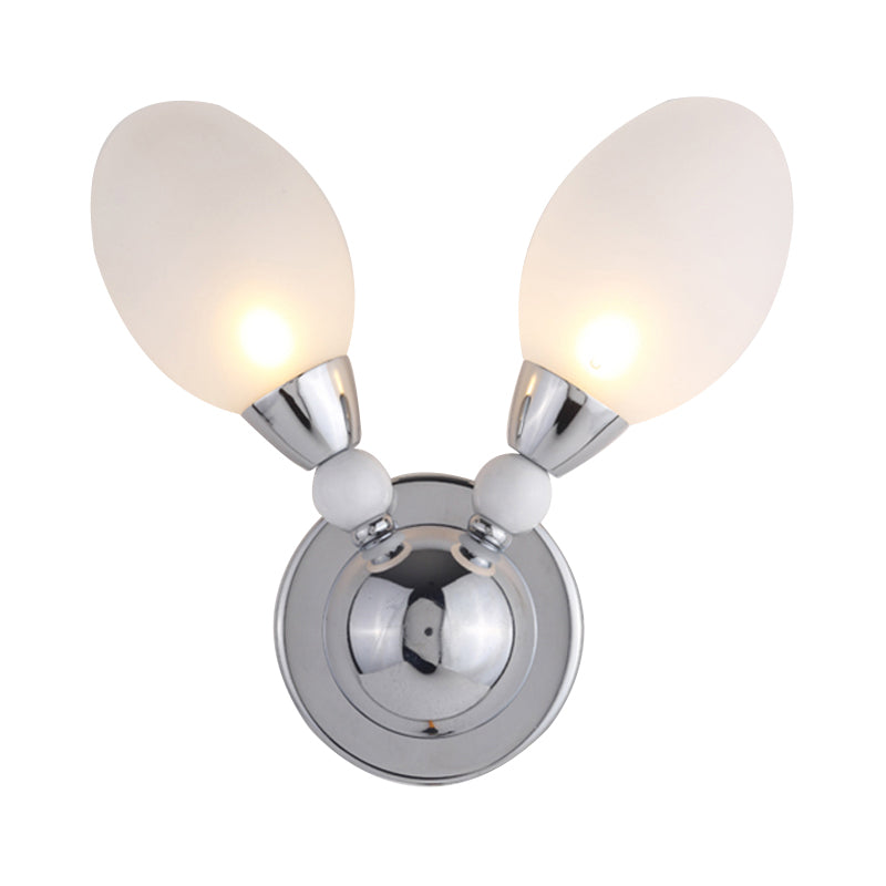 Modern Chrome Egg Wall Light Fixture With 2/3 White Glass Led Lights