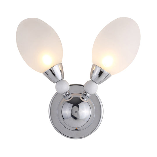 Modern Chrome Egg Wall Light Fixture With 2/3 White Glass Led Lights