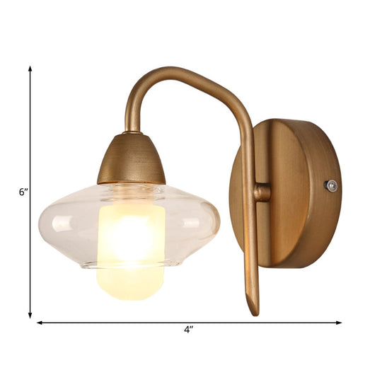 Modernist Brass Elliptical Led Wall Sconce Clear Glass 1-Light