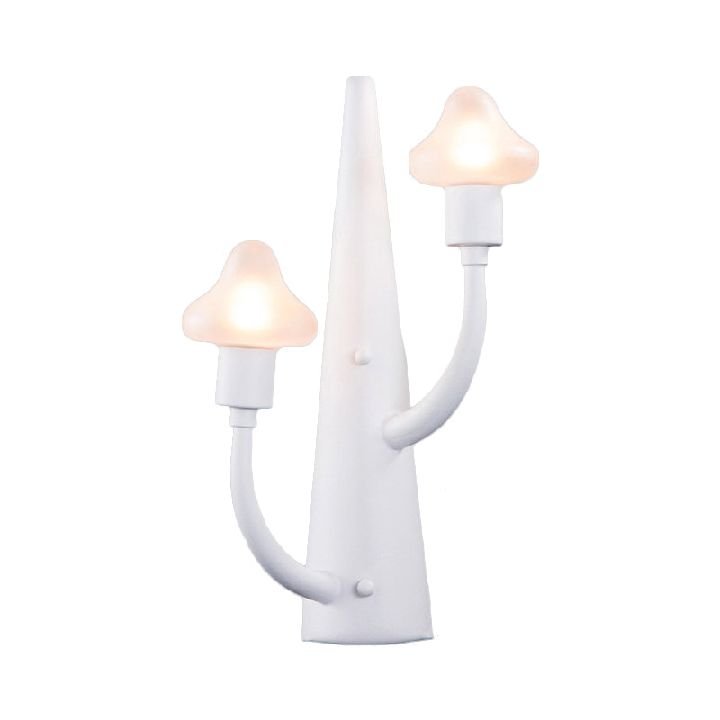 Modernist White Led Wall Lamp With Mushroom Opal Glass Shade - 2/3 Lights Living Room Sconce