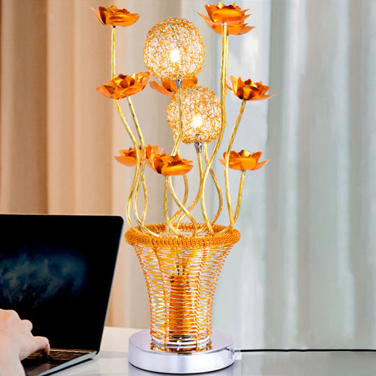 Aluminum Desk Lamp With Basket-Like Design Led Vine Night Light - Bedside Art Decor