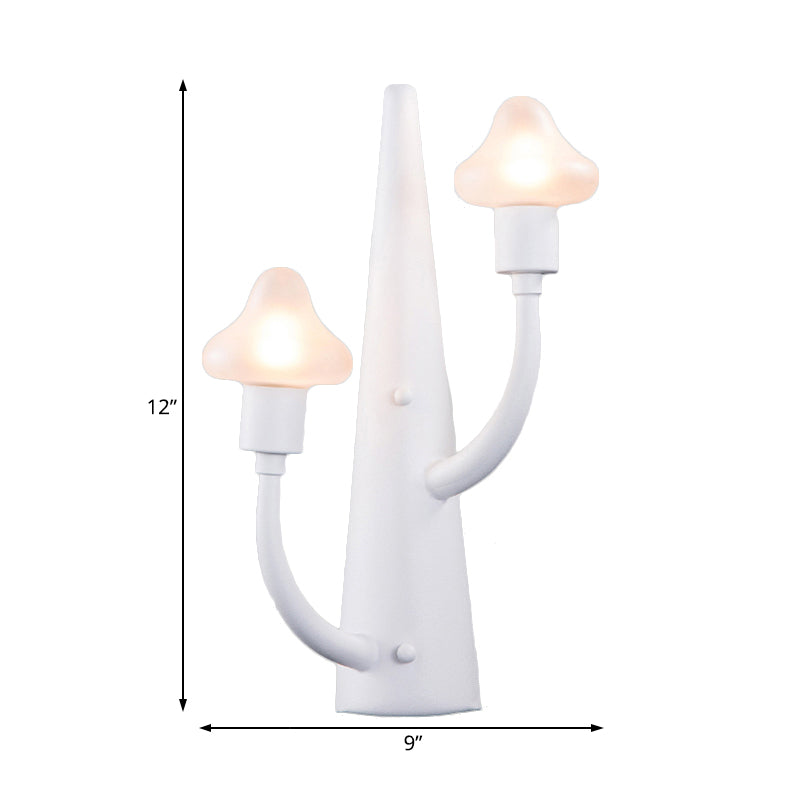 Modernist White Led Wall Lamp With Mushroom Opal Glass Shade - 2/3 Lights Living Room Sconce