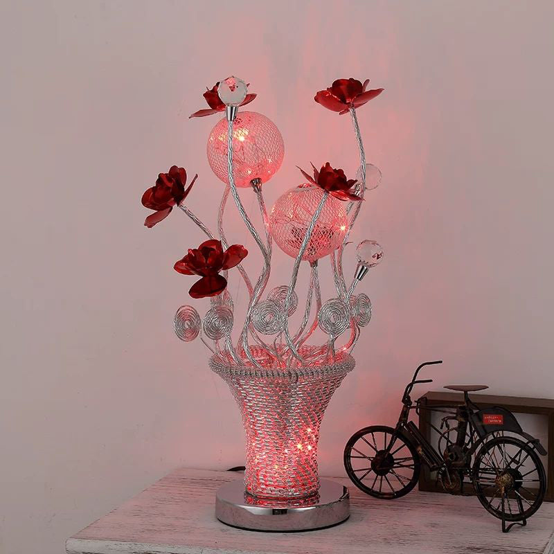 Aluminum Desk Lamp With Basket-Like Design Led Vine Night Light - Bedside Art Decor