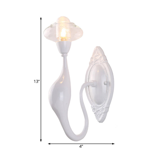 Modern White Led Wall Sconce Light Fixture - Oval Glass Dolphin-Shaped Arm