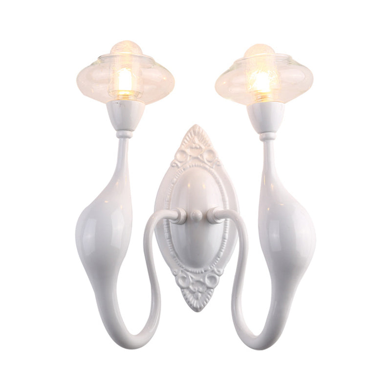 Modern White Led Wall Sconce Light Fixture - Oval Glass Dolphin-Shaped Arm