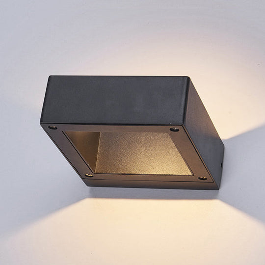 Modern Aluminum Led Wall Sconce Light Fixture - Square Shade Design Warm/White Black Finish For