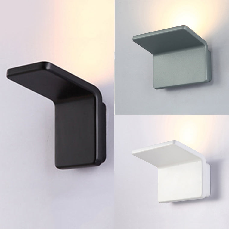 Contemporary Aluminum Led Wall Lamp - 4/8 Wide Bend Square Sconce Light Fixture In Black/White