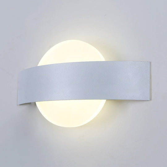 Modern Acrylic Led Wall Sconce With Metal Backplate In Black/White Finish And White/Warm Lighting