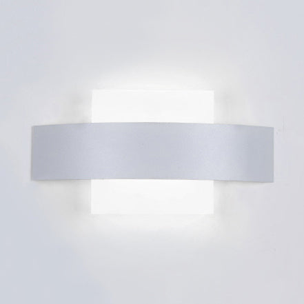 Modern Acrylic Led Wall Sconce With Metal Backplate In Black/White Finish And White/Warm Lighting