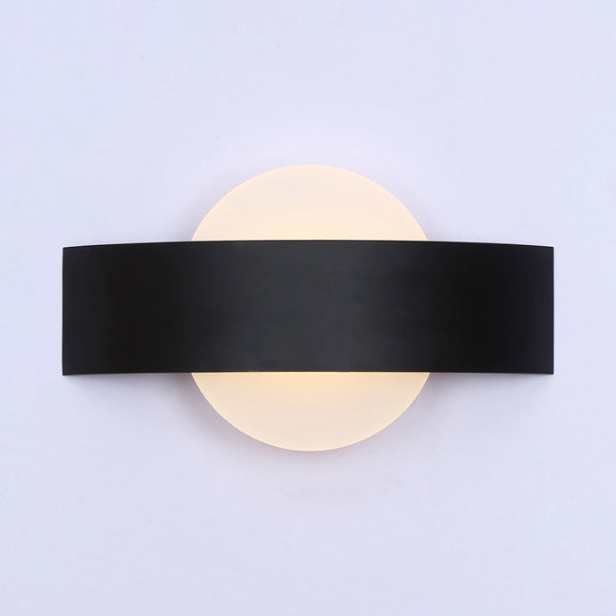 Modern Acrylic Led Wall Sconce With Metal Backplate In Black/White Finish And White/Warm Lighting