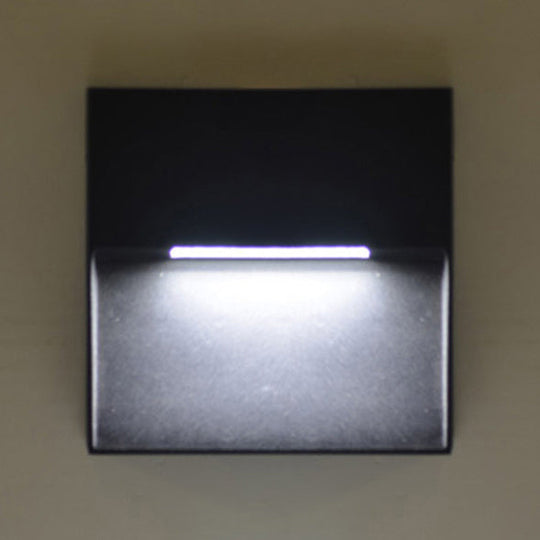 Led Porch Wall Sconce Lamp With Aluminum Shade - Black Lighting In White/Warm Light / White Square