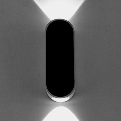 Modern Oval Led Wall Sconce Light - Sleek Black Aluminum Design Warm/White Lighting For Bedroom /