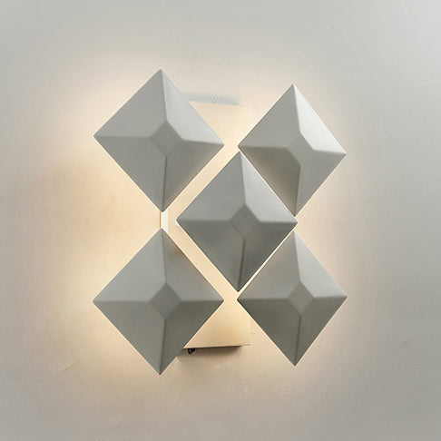 Modernist 1/3-Light Sconce With Metal Shade: Geometric Wall Lamp In Black/White Design For Stairway