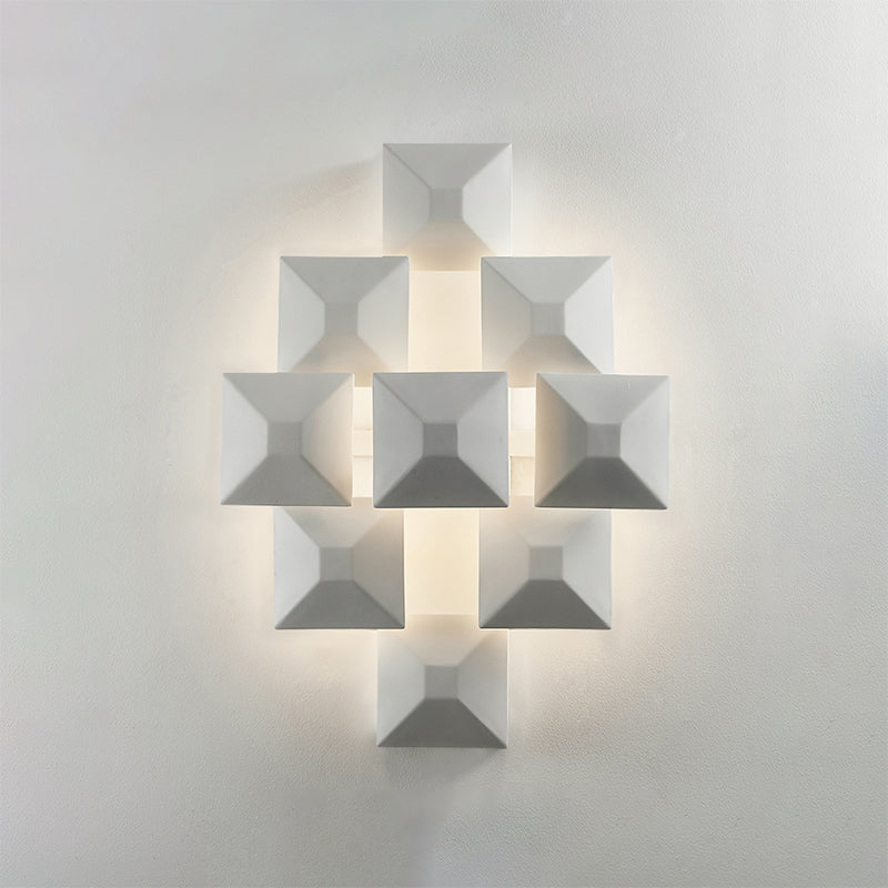 Modernist 1/3-Light Sconce With Metal Shade: Geometric Wall Lamp In Black/White Design For Stairway